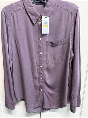 Calvin Klein Jeans Men's Dusty Mauve Long-Sleeve Button-Down Shirt